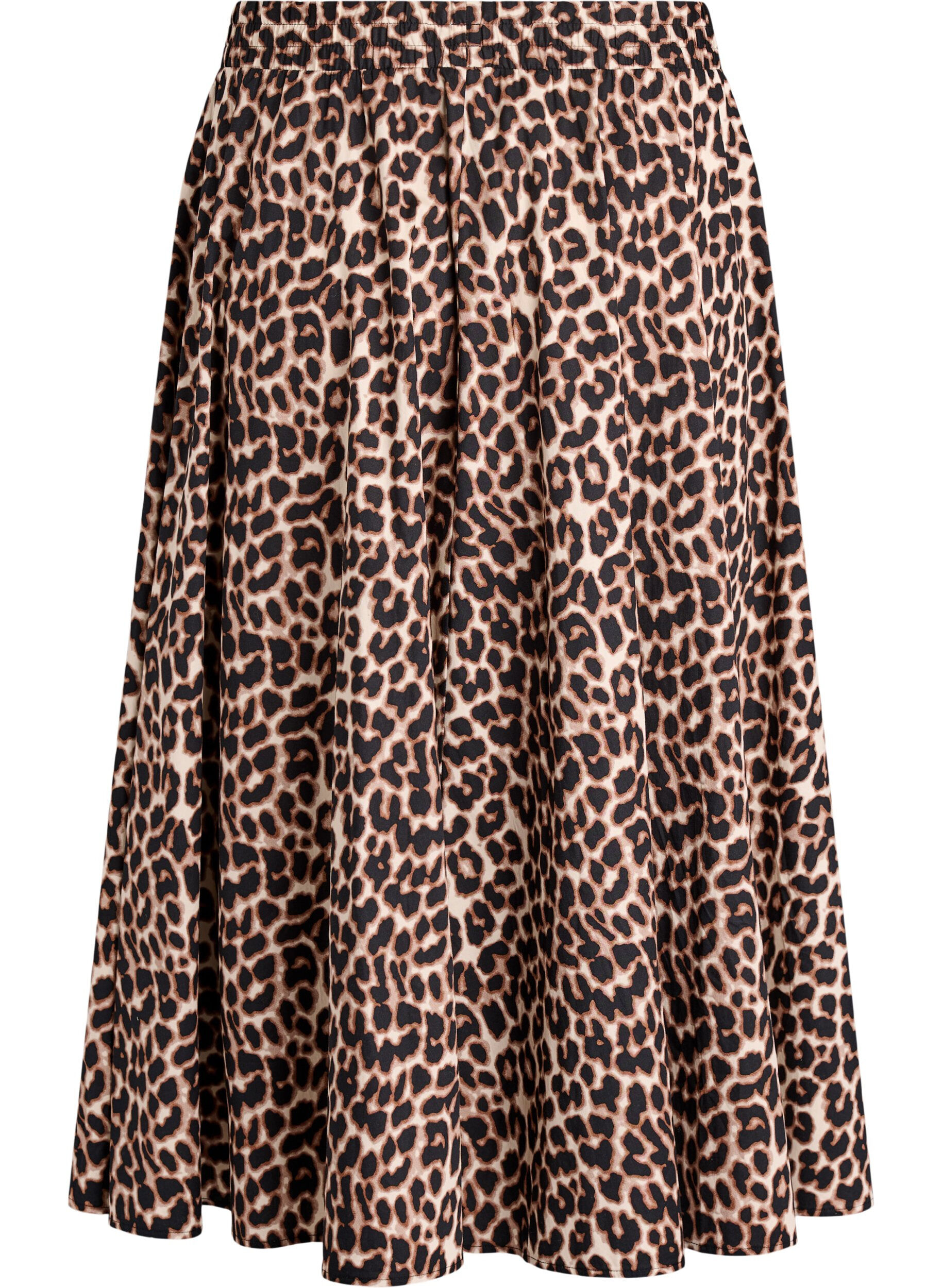 Zizzifashion A-line midi skirt with leopard print, , Packshot image number 1
