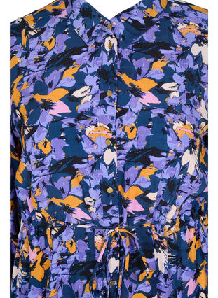 Floral shirt dress in viscose, Purple Flower AOP, Packshot image number 2