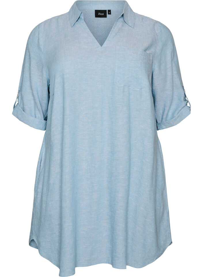 Linen and viscose tunic with A-shape, 2462, Packshot image number 0