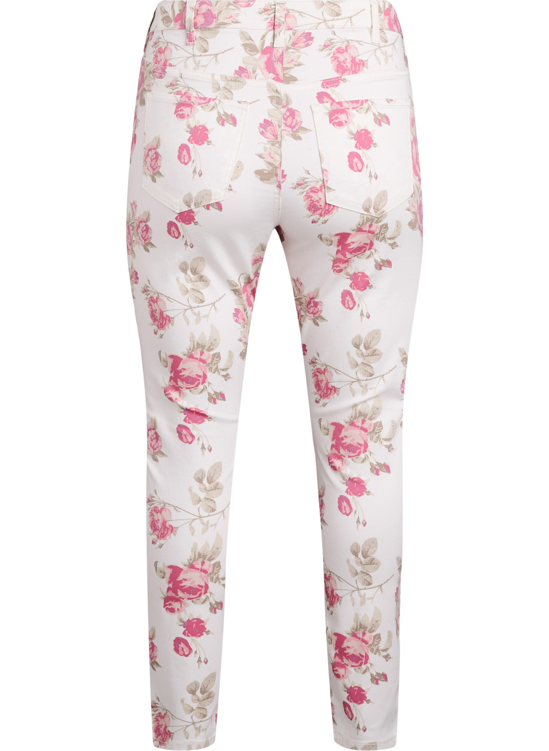 Zizzifashion Super slim Amy jeans with a floral print, Vanilla, Packshot image number 1
