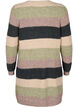 Long rib-knitted cardigan with stripes, Forest Night Comb, Packshot image number 1