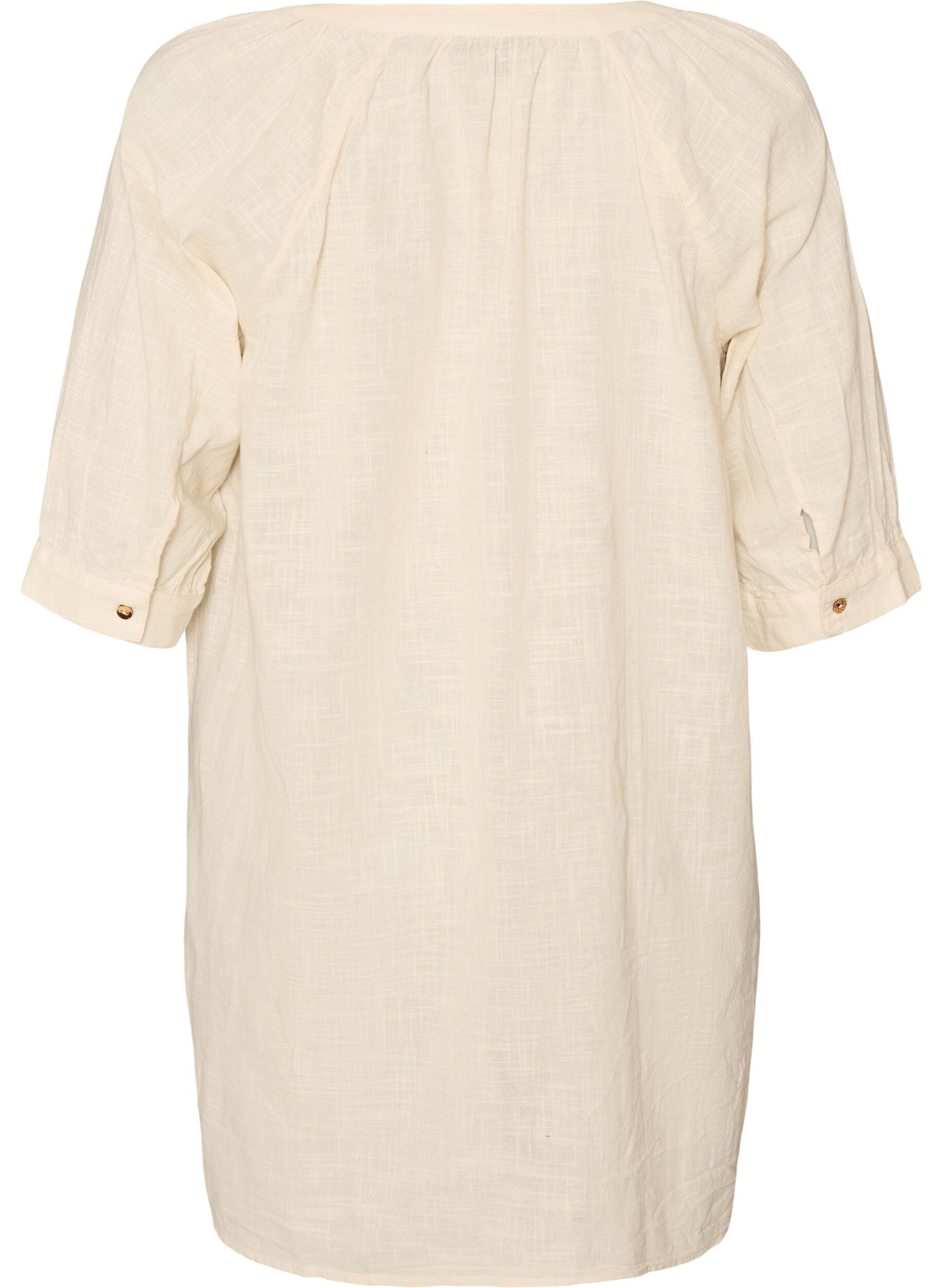 ZizzifashionCotton tunic with V-neck, Vanilla, Packshot image number 1