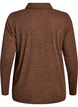 Long-sleeved polo in stretchy ribbed quality, Brown, Packshot image number 1