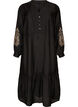 Viscose dress with embroidery and tiered ruffles, Black, Packshot image number 0