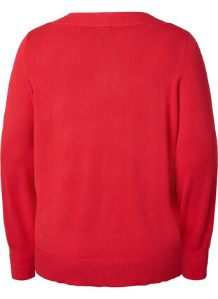 Viscose knitted top with v-neckline, Hibiscus, Packshot image number 1