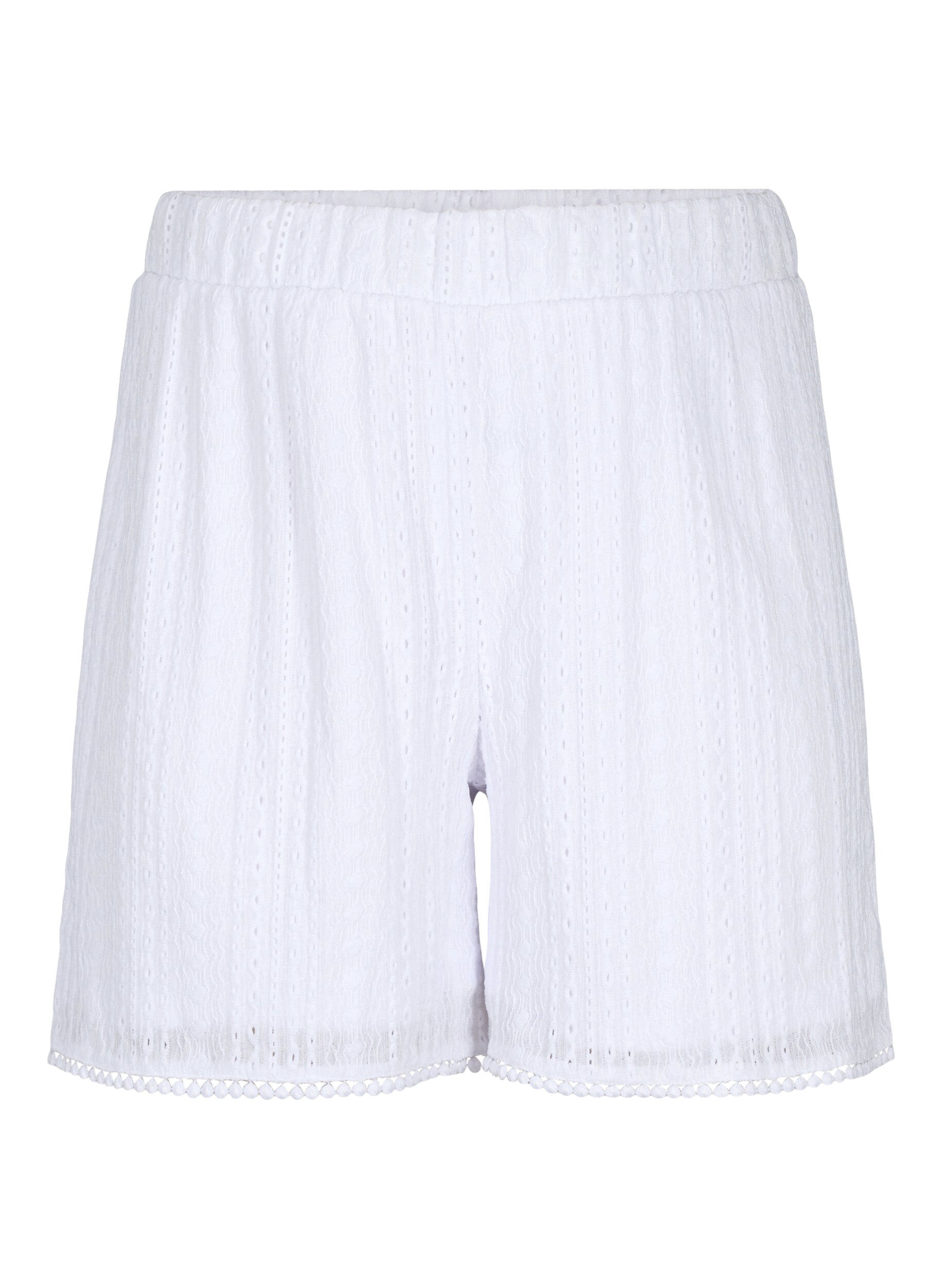 Zizzifashion Shorts with textured fabric, Bright White, Packshot image number 0