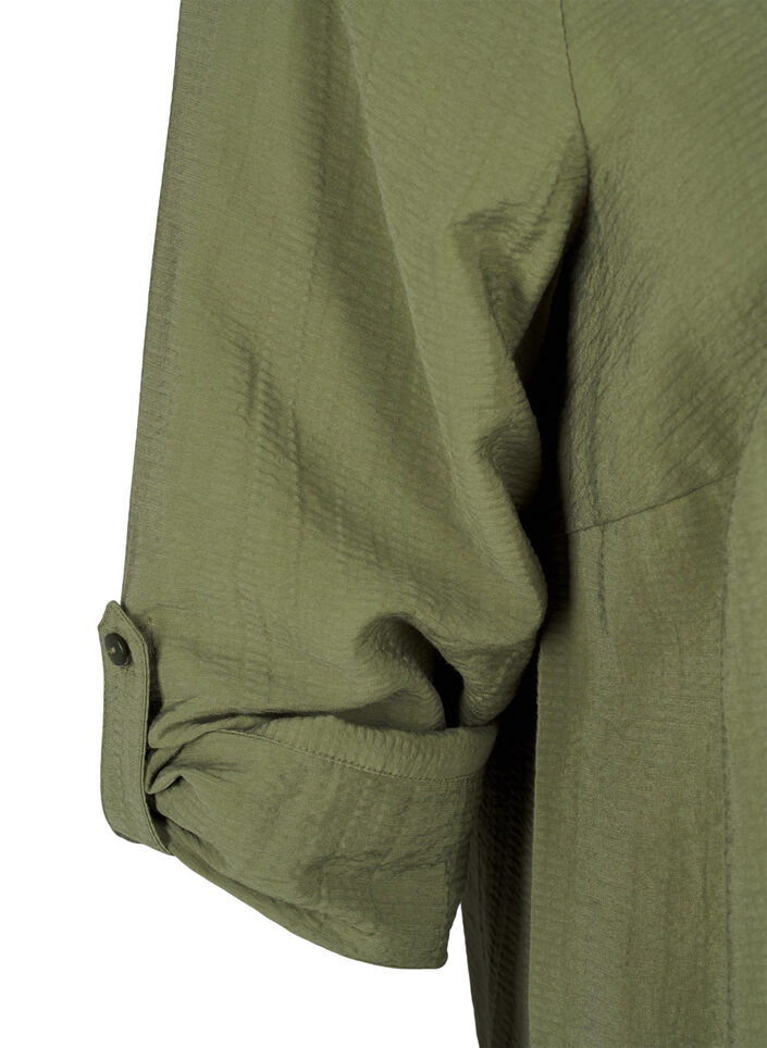 Viscose shirt blouse with 3/4 sleeves, Winter Moss, Packshot image number 3