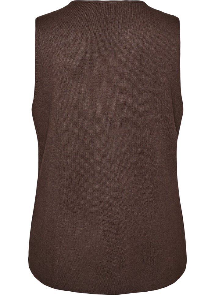 Sleeveless knit vest with decorative buttons, Brown, Packshot