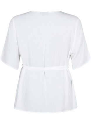 Viscose blouse with wrap, Bright White, Packshot image number 1