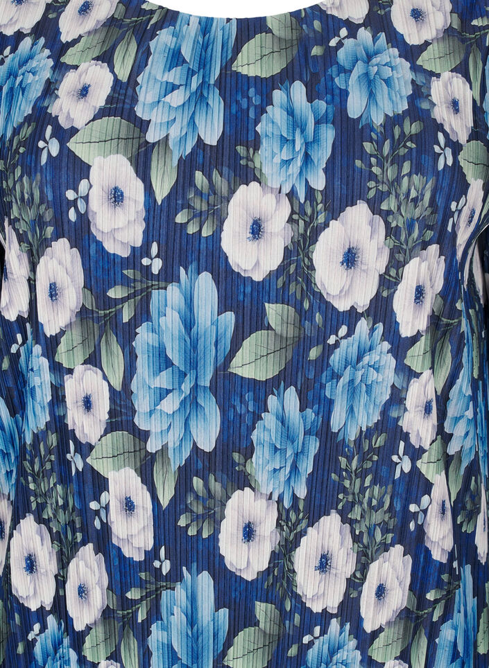 Pleated dress with 3/4 sleeves, Blue, Packshot image number 2