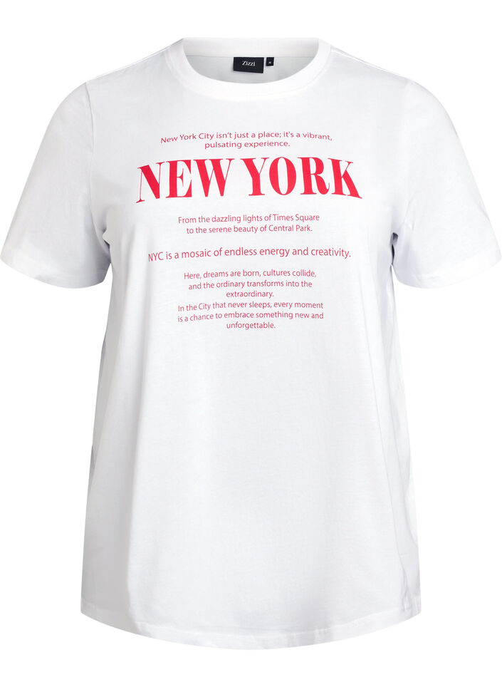 T-shirt with text print and round neck, White, Packshot image number 0