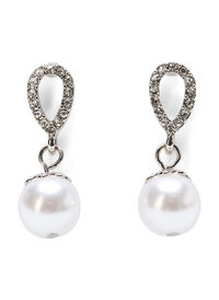 Drop earrings with pearl and stones