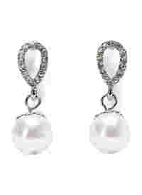 Drop earrings with pearl and stones