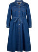 Midi shirt dress in denim with belt, Dark Blue Denim, Packshot image number 0