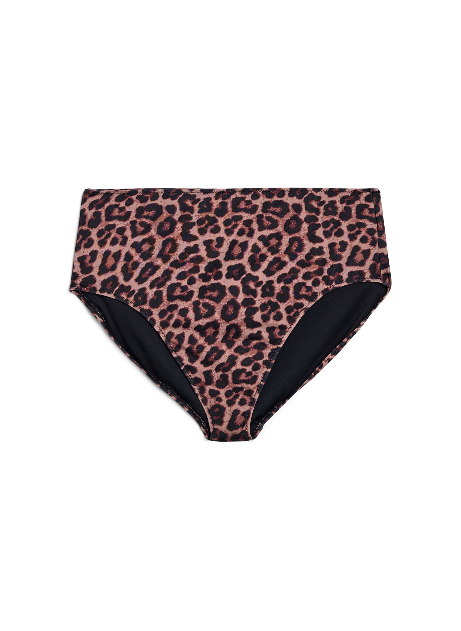 Zizzifashion Leopard high-waisted bikini bottoms, Brown, Packshot image number 0