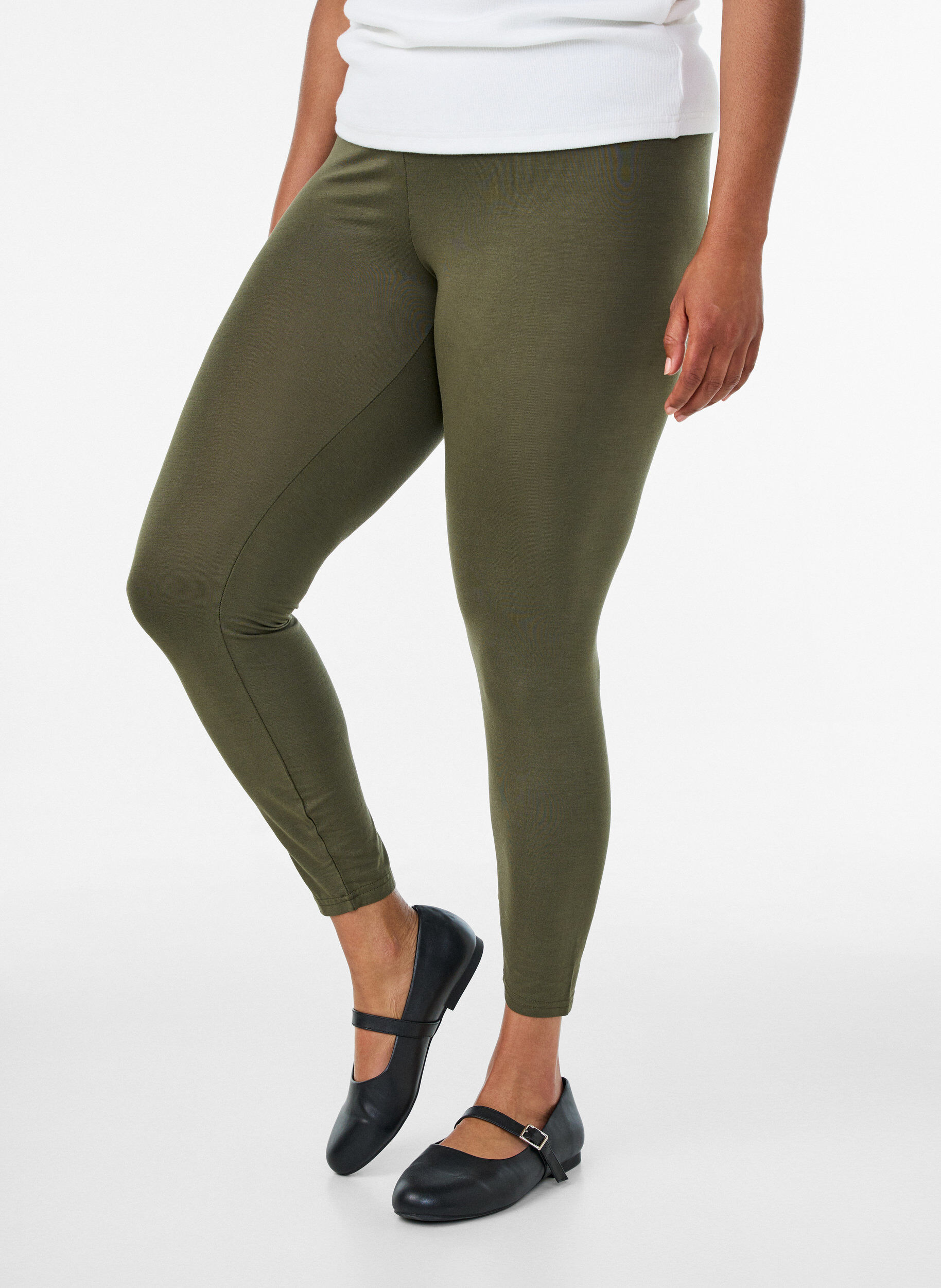 ZizzifashionBasic viscose leggings, Green, Model image number 0