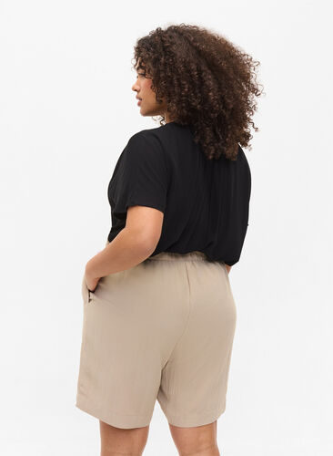 Short sleeves blouse in viscose, Black, Model image number 1