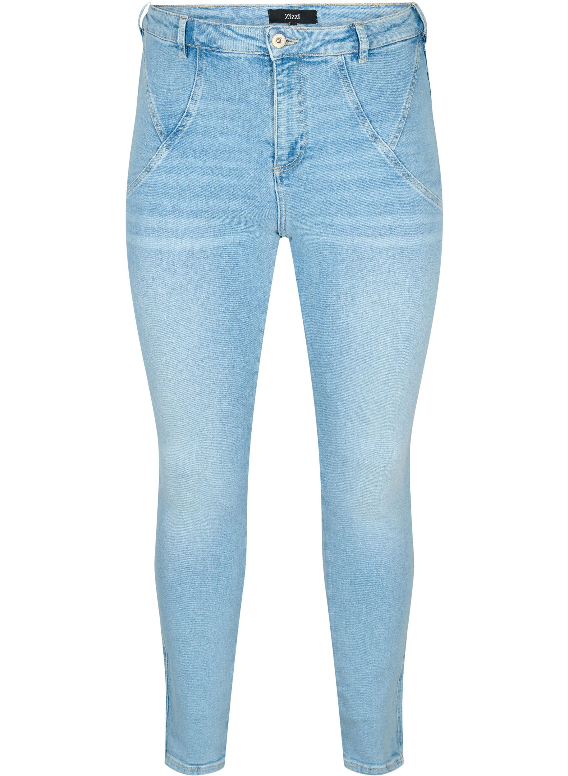 Zizzifashion High waisted Amy jeans with super slim fit, Light blue, Packshot image number 0
