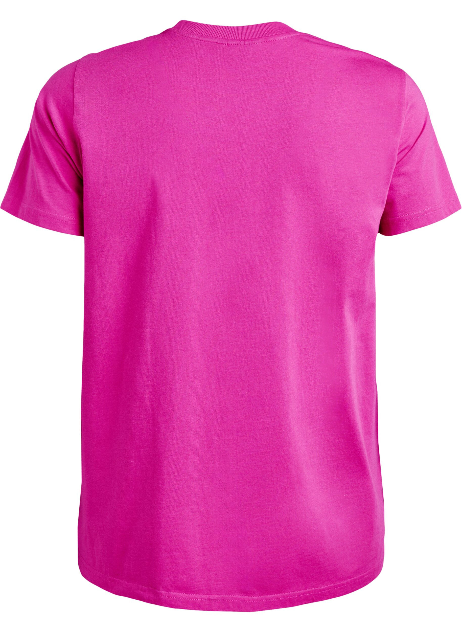 ZizzifashionBasic cotton T-shirt with round neck, Pink, Packshot image number 1