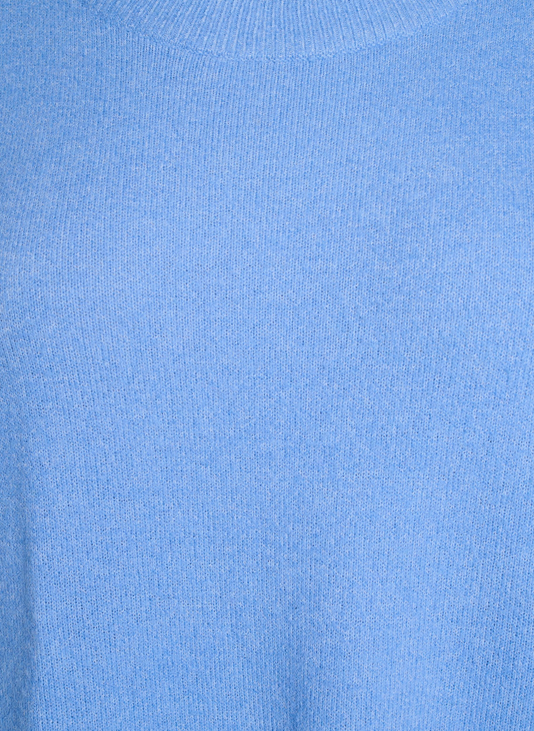 Zizzifashion Knitted dress with 3/4 sleeves and a round neck, D.R. Blue White Mel., Packshot image number 2