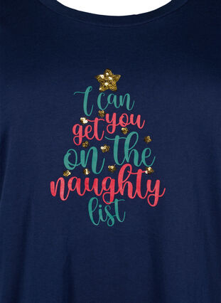 Christmas t-shirt in cotton, Navy Blazer Text, Packshot image number 2