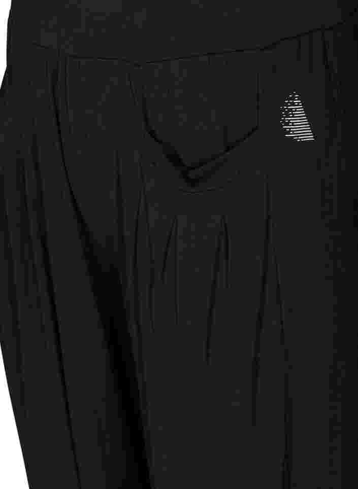 Loose viscose trousers with pockets, Black, Packshot image number 2