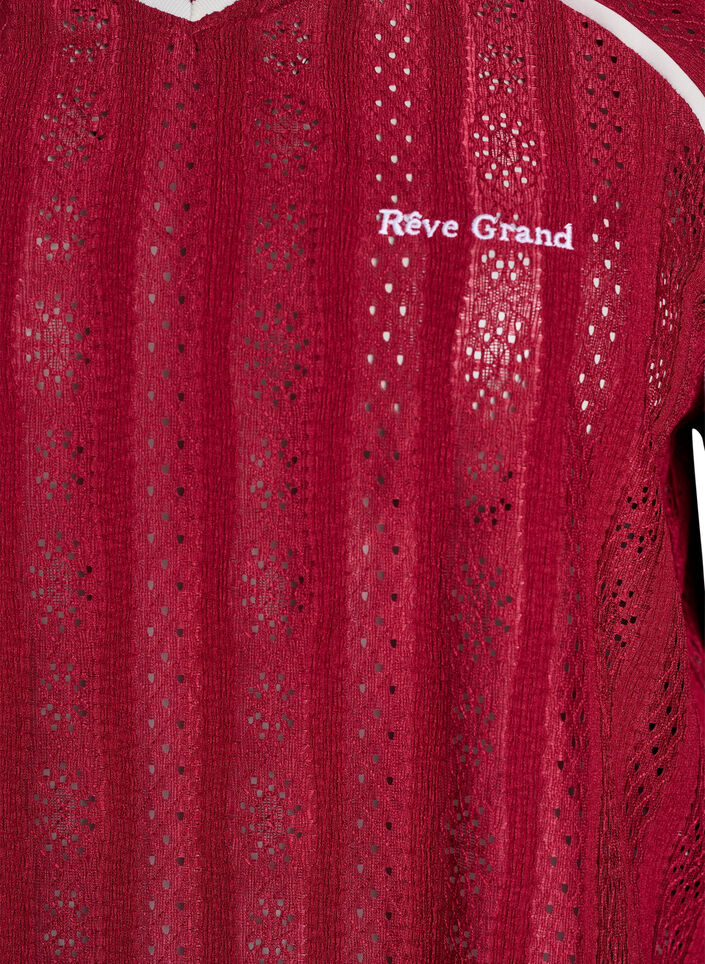 Textured jersey blouse with contrast details, Red, Packshot image number 2