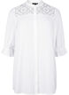 Long viscose shirt with lace detail, Bright White, Packshot image number 0