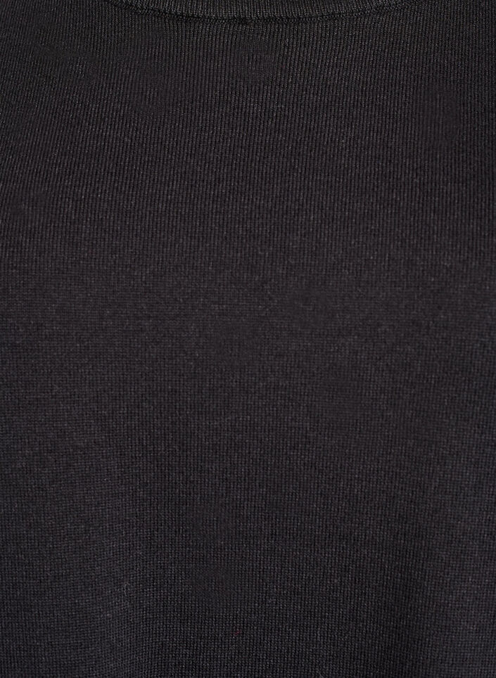 Fine-knit blouse with short sleeves., Black, Packshot image number 2