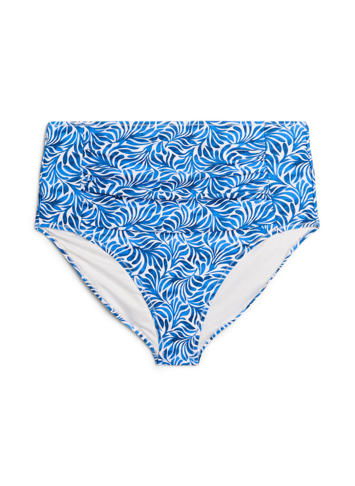 Bikini briefs with print and a high waist, Blue, Packshot image number 0