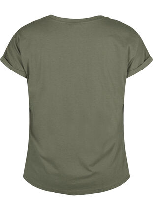 Short sleeve cotton blend T-shirt, Dusty Olive, Packshot image number 1