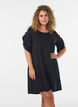 Nightgown in organic cotton with ruffle sleeves, Black, Model image number 0
