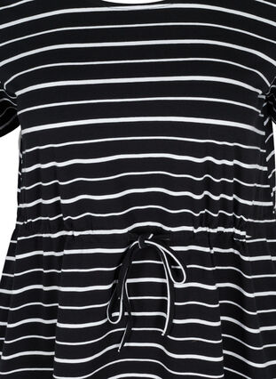 Short-sleeved cotton tunic with stripes, Black/White Stripe , Packshot image number 2