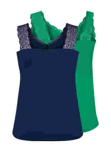2-pack top with lace, Navy B/Jolly Green, Packshot image number 1