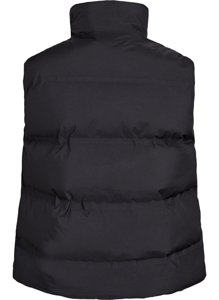 Short puff vest with high collar, Black, Packshot image number 1
