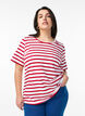 Striped T-shirt in organic cotton, Red, Model image number 0