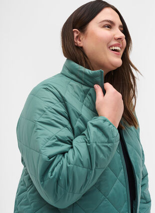 Lightweight quilted jacket with zip and pockets, Sagebrush Green, Model image number 2