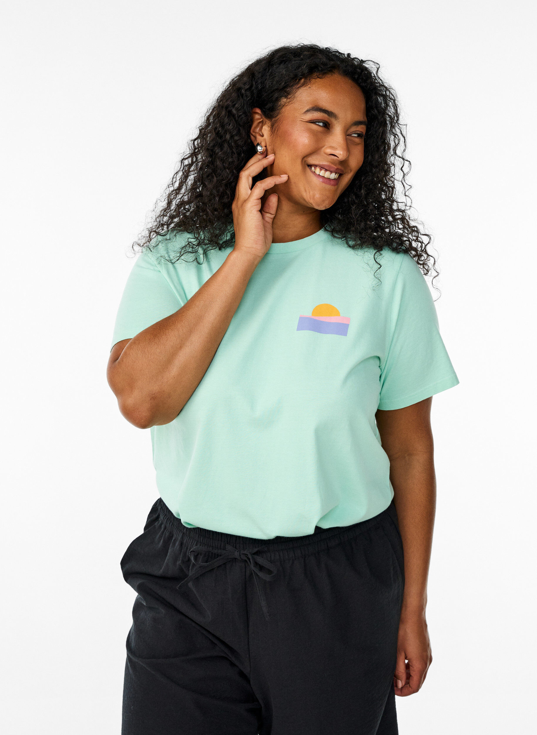 Zizzifashion Organic cotton T-shirt with back print, Green, Model image number 0