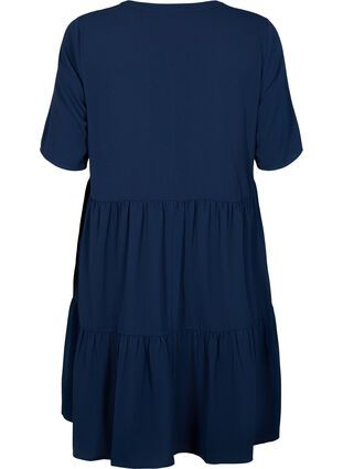 Short sleeve dress with a-line and cutlines, Navy Blazer, Packshot image number 1