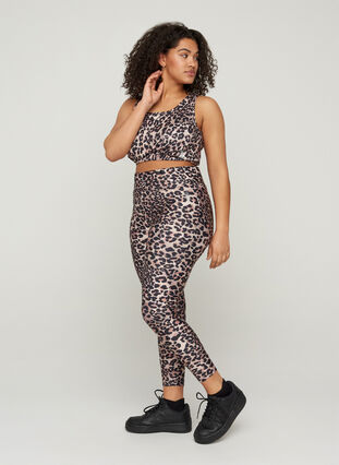 Sports top with leopard print and mesh, Leopard, Model image number 2
