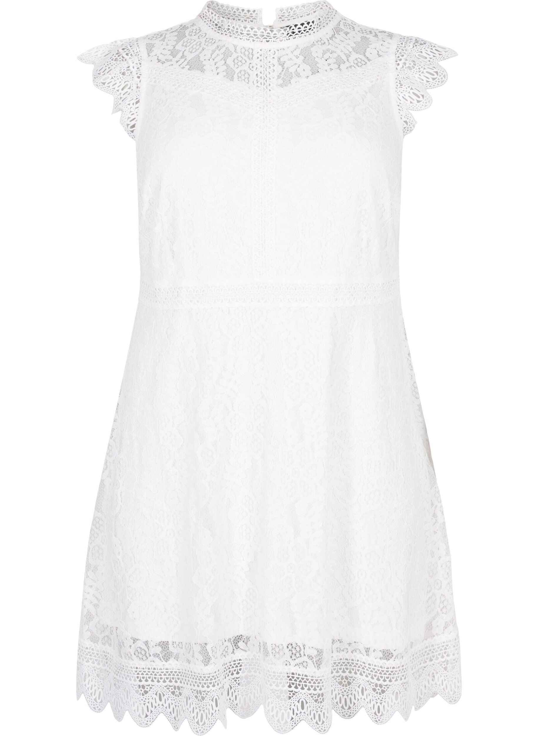 Zizzifashion Sleeveless lace dress, Bright White, Packshot image number 0