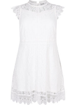 Sleeveless lace dress, Bright White, Packshot image number 0
