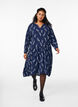 Midi dress with long sleeves, Navy B. Feather AOP, Model image number 0
