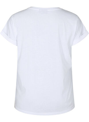 Short sleeve cotton blend T-shirt, Bright White, Packshot image number 1