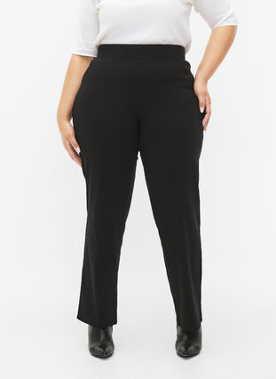 Stretchy pants in viscose, Black, Model image number 2