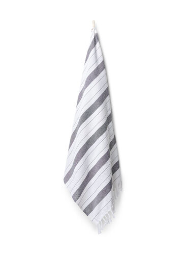 Striped Towels with fringes, Dark Grey Melange, Packshot image number 0