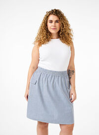 Short cotton skirt with elasticated waistband, Nebulas B. W. Stripe, Model