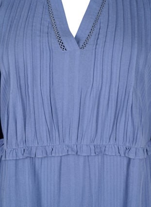 3/4 sleeve cotton dress with ruffles, Moonlight Blue, Packshot image number 2