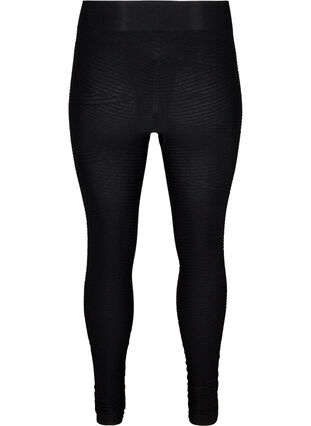 Long elasticated and textured leggings, Black, Packshot image number 1