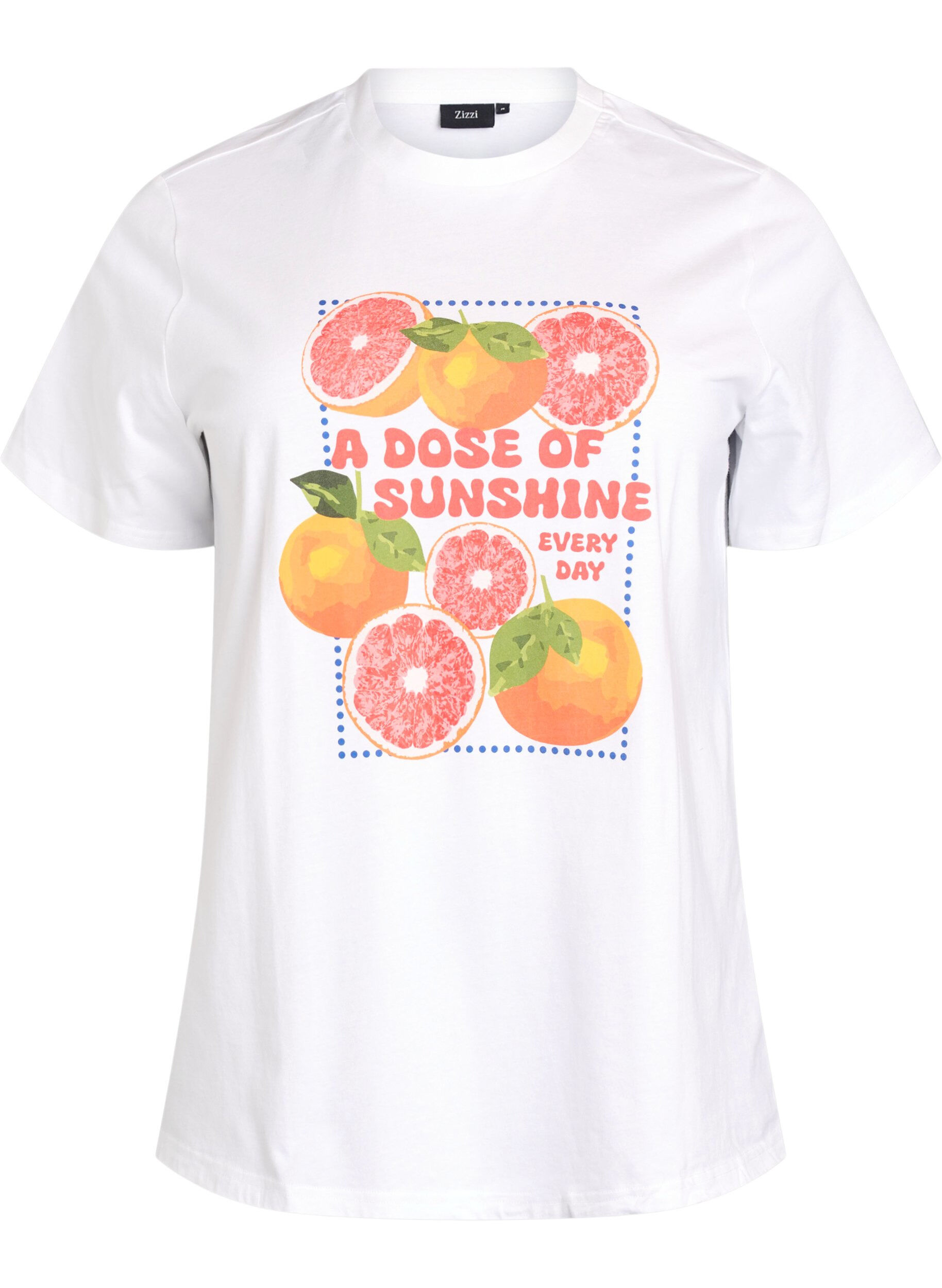 ZizzifashionOrganic cotton T-shirt with citrus motif, White, Packshot image number 0